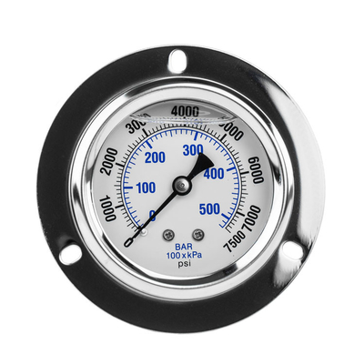 Liquid Filled Vacuum Water Pressure Gauges Stainless Steel Brass Radial Connection Manometer