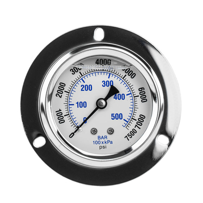 Liquid Filled Vacuum Water Pressure Gauges Stainless Steel Brass Radial Connection Manometer