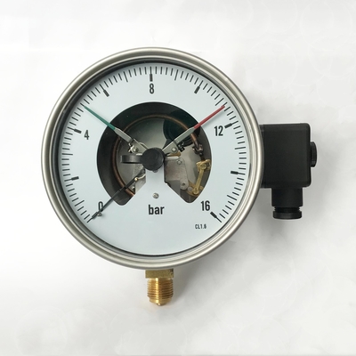 CL 1.6 Electric Contact Pressure Gauges 160mm 16 Bar Manometer Radial Pressure Gauge