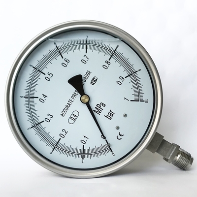 10 Bar Pressure Gauge Bottom Connection Ss316 160mm 1 MPa Test Manometer