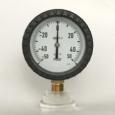 100mm Bellows Pressure Gauge 160 Brass Connection 50 MBar Radial Pressure Gauge