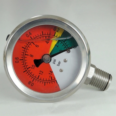 50mm All Stainless Steel Pressure Gauge 14 Psi 1 Bar Glycerine Filled Vacuum Manometer