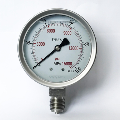15000 PSI 600MPa Silicone Oil Filled Manometer 100mm Walter Oil Gas Pressure Gauge