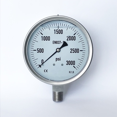 3000 Psi KL 1.0 125mm All Stainless Steel Pressure Gauge Glycerinum Filled Manometer