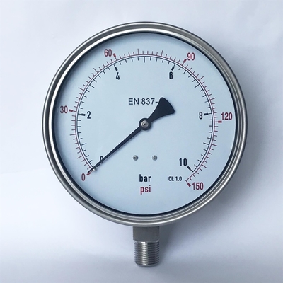 All Stainless Steel 150 Psi Pressure Gauge 10 Bar CL 1.0 Silicone Oil Filled Manometer