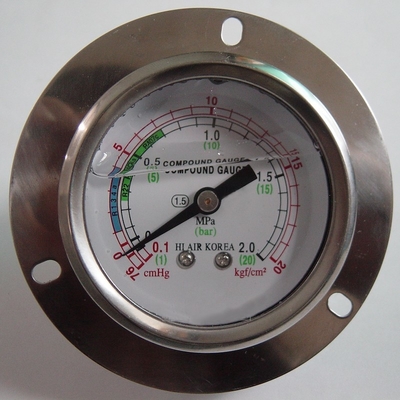 60mm 2 MPa Manometer with Flange Back Entry Connection Stainless Steel Glycerinum Filled Pressure Gauge