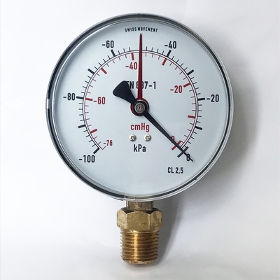 Red Pointer Vacuum Measurement Gauges 76 MmHg 100mm Black Fuel Pressure Gauge