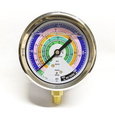 Glass Ammonia Refrigeration Pressure Gauge 300 Psi 80mm Water Chiller Manometer