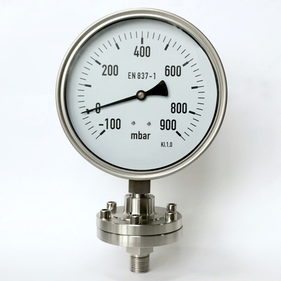 160mm Dial Pressure Gauge Diaphragm Seal 100 Mbar 900 Mbar Radial