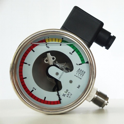 9 Bar 316SS Electric Contact Pressure Gauges 100mm Silicone Oil Filled Pressure Gauge