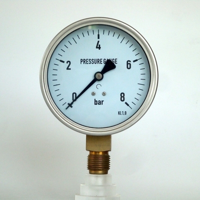 100mm Stainless Steel Case Pressure Gauge 8 Bar Brass Internals Manometer