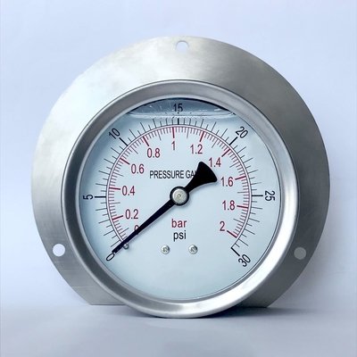 100mm 30 psi Shatter-proof Manometer with Flange Liquid-filled Pressure Gauge
