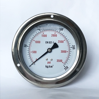 100mm 3500 psi Oil Manometer with Flange Panel Mount Liquid-filled Pressure Gauge