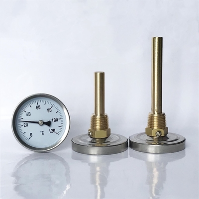Stainless Steel Bi Metal Temperature Gauge 120C Heating Metal Stem Thermometer