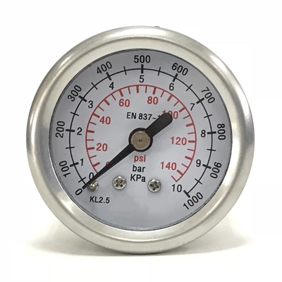 1.5&quot; 10 bar Axial Direction Mount Manometer Dual Scale All Stainless Steel Pressure Gauge For Vibration Environments