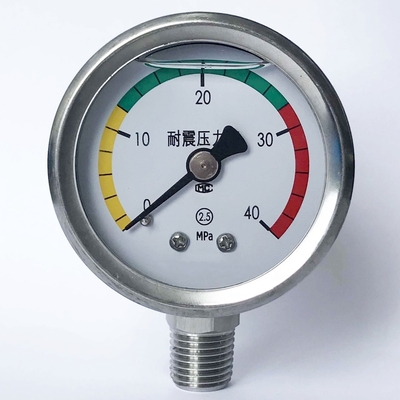 2&quot; 40 MPa Lower Mount Manometer 1/4 NPT Colorful Dial All Stainless Steel Pressure Gauge