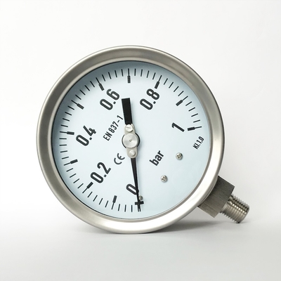 4&quot; 1 bar Radial Mount Manometer 1/2&quot; NPT Connection All Stainless Steel Pressure Gauge with Adjustable Pointer