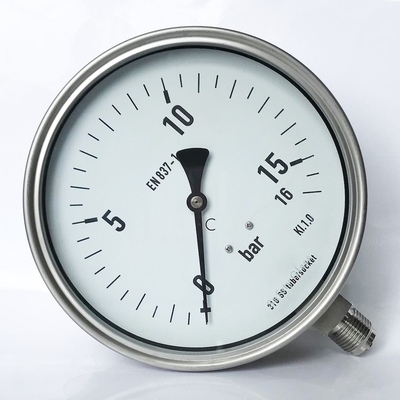 6 Inches Dial 16 bar Manometer 316 SS Tube/Socket All Stainless Steel Pressure Gauge Glycerin Filled