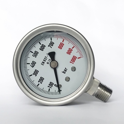 1000 Bar 2.5 Inches Liquid Filled Pressure Gauge SS Manometer Glycerin Filled