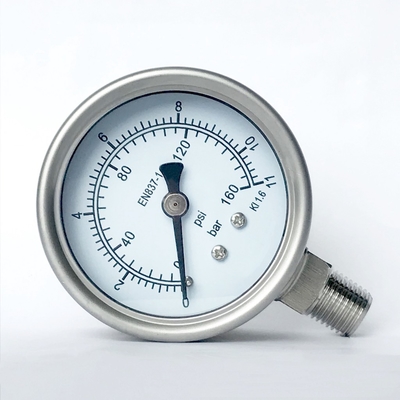 2.5&quot; Dial 11 bar Oil Manometer 316 SS Tube/Socket All Stainless Steel Pressure Gauge for Petrochemical Industries