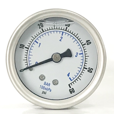 2.5&quot; 4 bar Liquid-filled Manometer 316 SS Tube/Socket All Stainless Steel Pressure Gauge for Power Industries