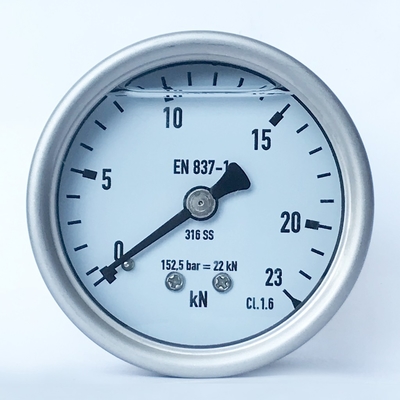 2.5&quot; 23 KN Liquid-filled Manometer 316 SS Tube/Socket All Stainless Steel Pressure Gauge for Chemical Industries