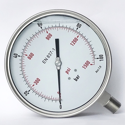 6&quot; 100 bar Silicone Oil Manometer SUS 316 Tube/Socket 1/2 BSP Blow Out Protection All Stainless Steel Pressure Gauge