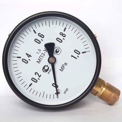 Painted Steel Manometer Utility Pressure Gauge 1 MPa 4 Dial Brass Connection Bottom Mount