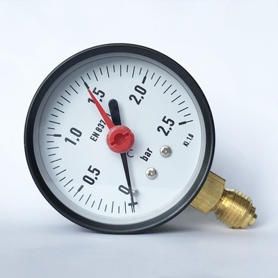 2.5 Bar Lower Mount Pressure Gauge Glass 63mm Pressure Gauge Painted Steel Manometer