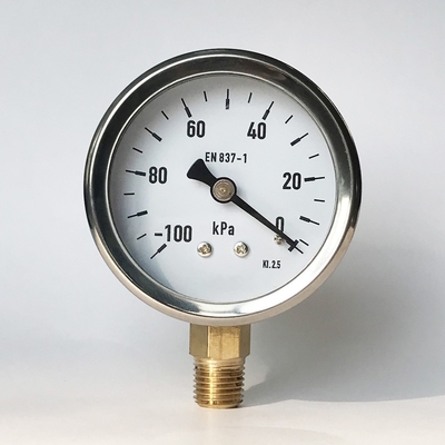 PC Lens 63mm Pressure Gauge 100 KPa SS304 Stainless Steel Pressure Gauge