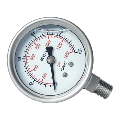 63mm All Stainless Steel Pressure Gauge Lower Mount SS316 Material Bayonet Ring