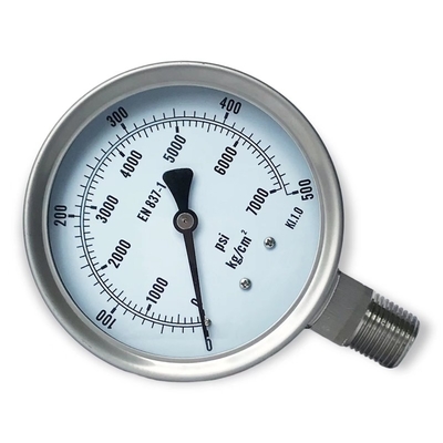All Stainless Steel Water Pressure Gauge Glycerin Manometer 100mm