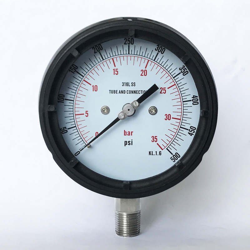 35 Bar KL 1.6 100mm Solid Front Pressure Gauge Safety Version All
