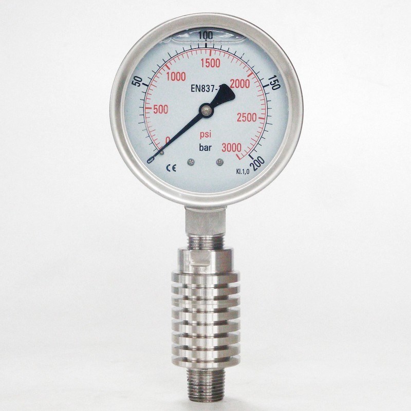 3000 Psi 200 Bar All Stainless Steel Pressure Gauge KL 1.0 Bottom