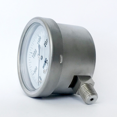 Stainless Steel Capsule 304 Ss Pressure Gauge 63mm 2500 MmWC Bellows Manometer