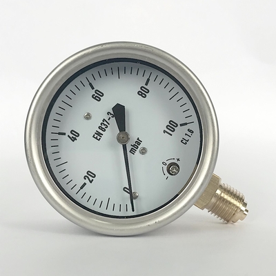 304 SUS Stainless Steel Case Capsule Pressure Gauge 100 Mbar 63mm Low Pressure Gauge