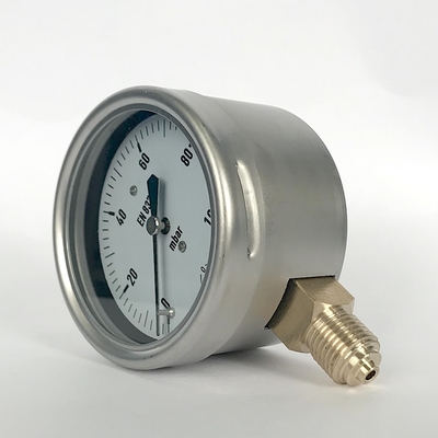 304 SUS Stainless Steel Case Capsule Pressure Gauge 100 Mbar 63mm Low Pressure Gauge