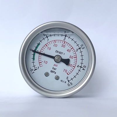 0.1 MPa Center Back Mount Pressure Gauge SS 304 63mm Bayonet Ring Pressure Gauge