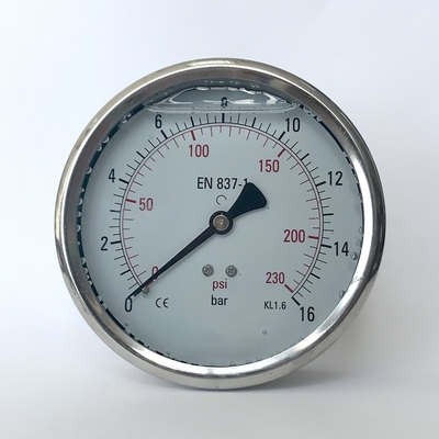 100mm 230 psi Anti-seismic Manometer Stainless Steel Case Liquid-filled Pressure Gauge