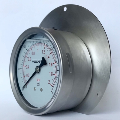 100mm 30 psi Shatter-proof Manometer with Flange Liquid-filled Pressure Gauge