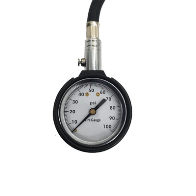 SUV Mechanical Tyre Pressure Gauge 50mm Car 100 Psi Black Hose Pressure Gauge