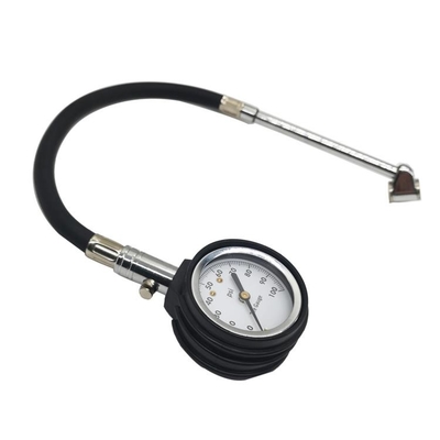 SUV Mechanical Tyre Pressure Gauge 50mm Car 100 Psi Black Hose Pressure Gauge