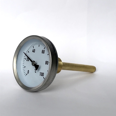 63mm Bimetallic Temperature Gauge 100C Solar Collectors Bimetallic Actuated Thermometers