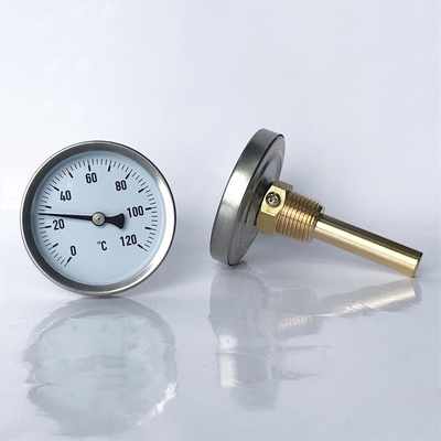 Stainless Steel Bi Metal Temperature Gauge 120C Heating Metal Stem Thermometer