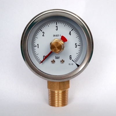 316 SS Liquid Filled Pressure Gauge 2.5 Inches 6 Bar Oil Manometer Bottom Mount