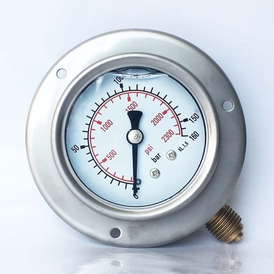 2300 Psi 2.5 Inch Pressure Gauge 160 Bar Flange Fuel Pressure Gauge Liquid Filled