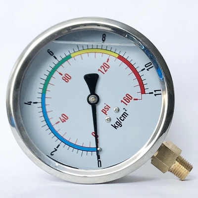 11 Kg Cm2 Oil Filled Pressure Gauge 304SS NPT 4 Inch Pressure Gauge