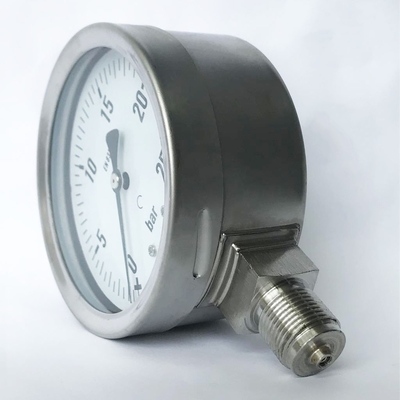 4&quot; 25 bar Removable Ring Manometer SUS 316 Tube/Socket 1/2 BSP All Stainless Steel Pressure Gauge