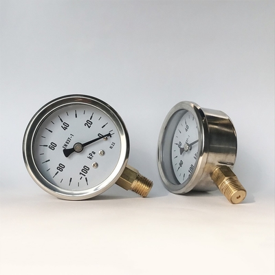 PC Lens 63mm Pressure Gauge 100 KPa SS304 Stainless Steel Pressure Gauge