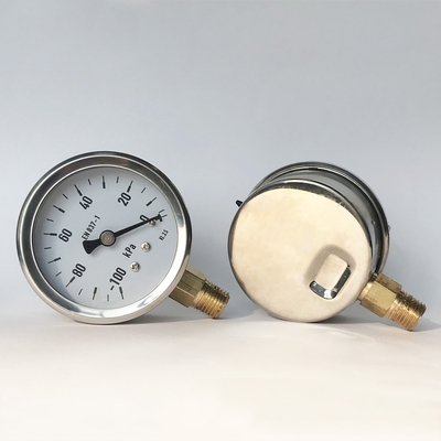 PC Lens 63mm Pressure Gauge 100 KPa SS304 Stainless Steel Pressure Gauge